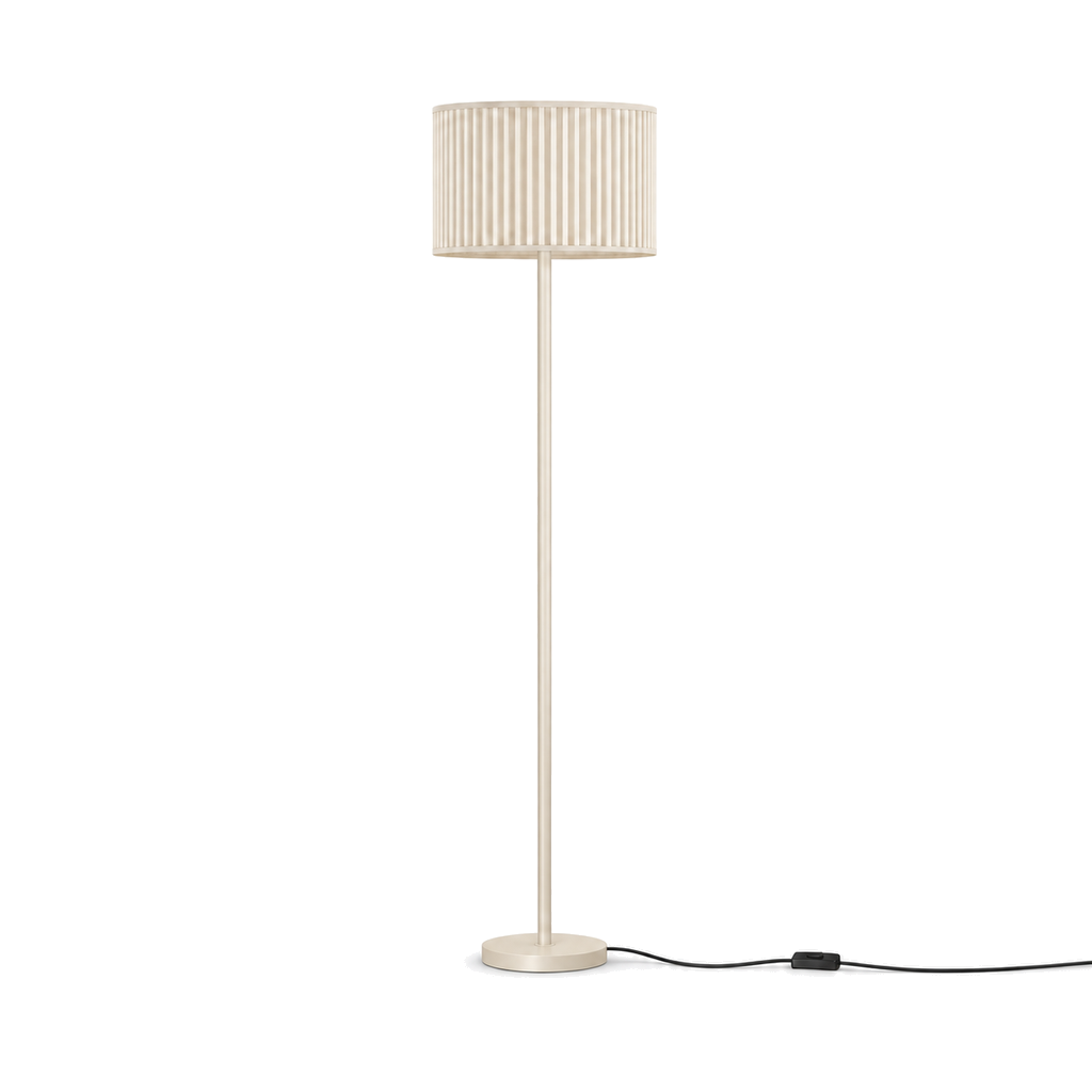 French Pleated Fabric Floor Lamp - Remote Dimmable Living Room Light