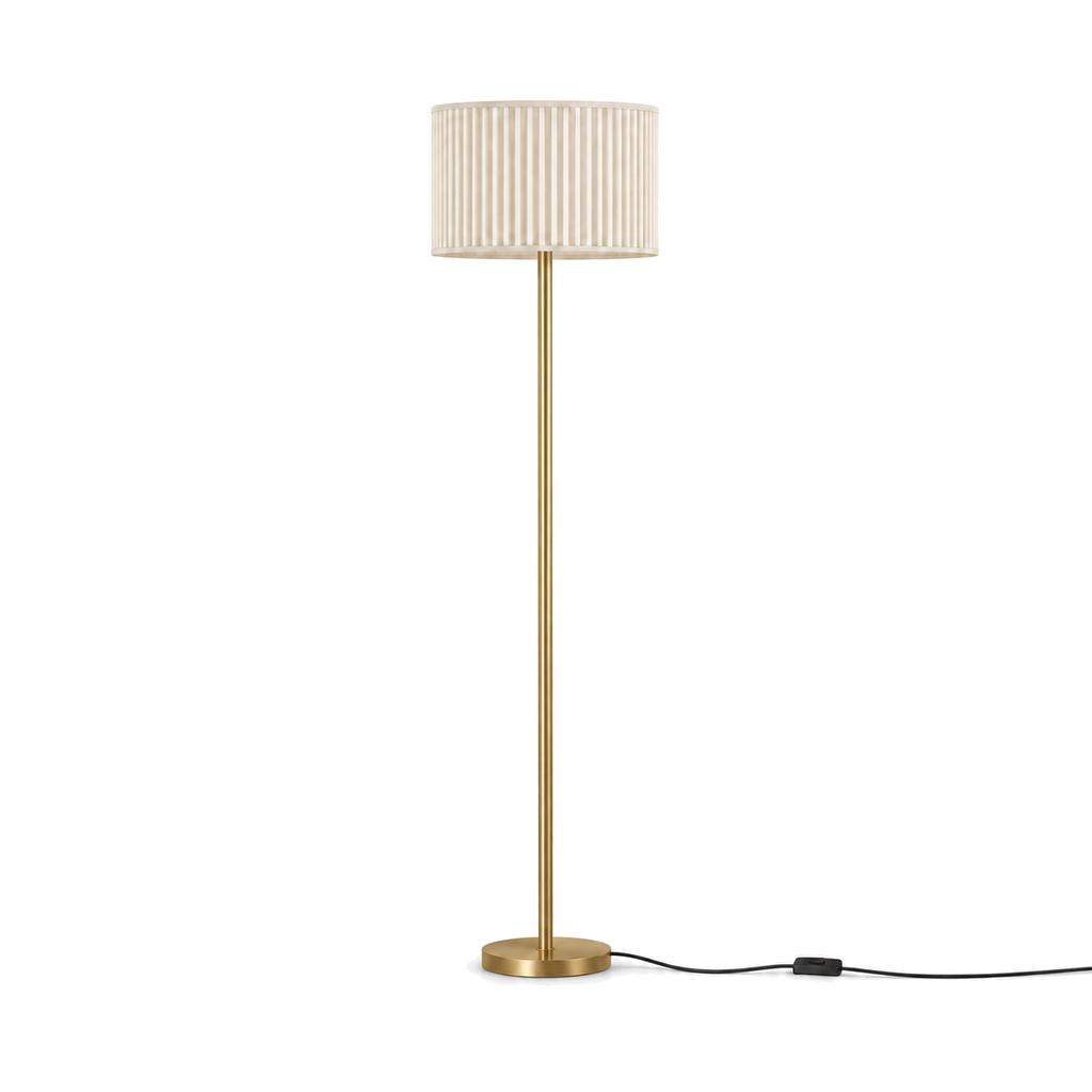 French Pleated Fabric Floor Lamp - Remote Dimmable Living Room Light