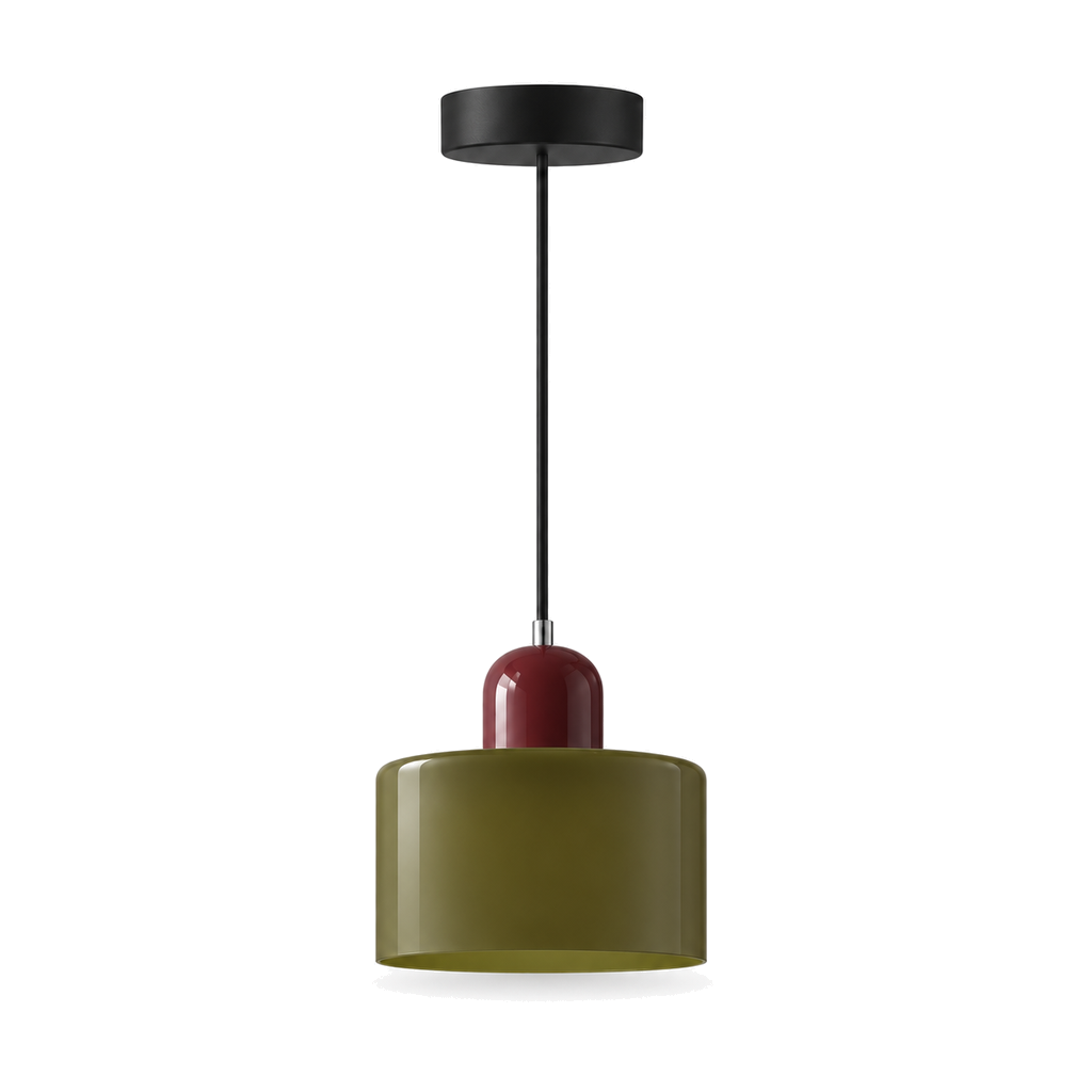 Small Glass Pendant Light 15cm - Modern Drum Bedside & Kitchen Light