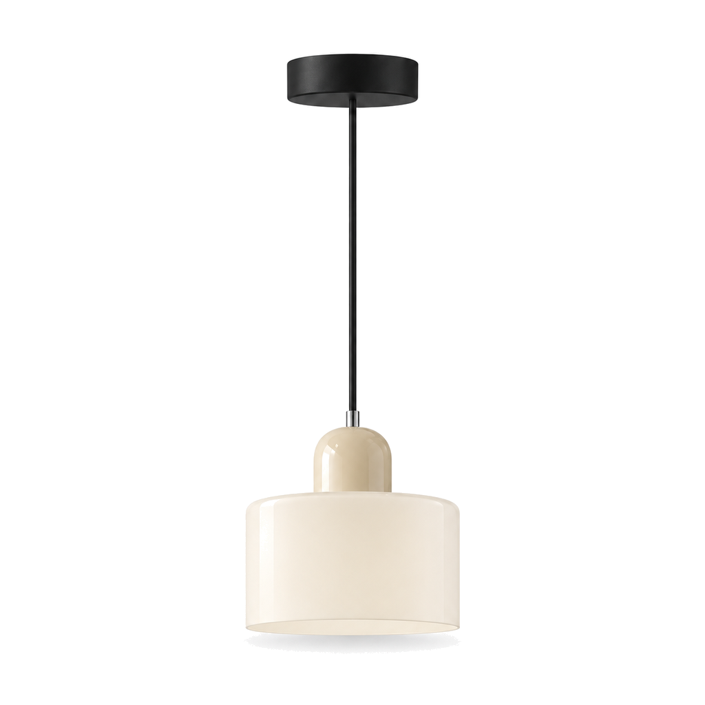 Small Glass Pendant Light 15cm - Modern Drum Bedside & Kitchen Light
