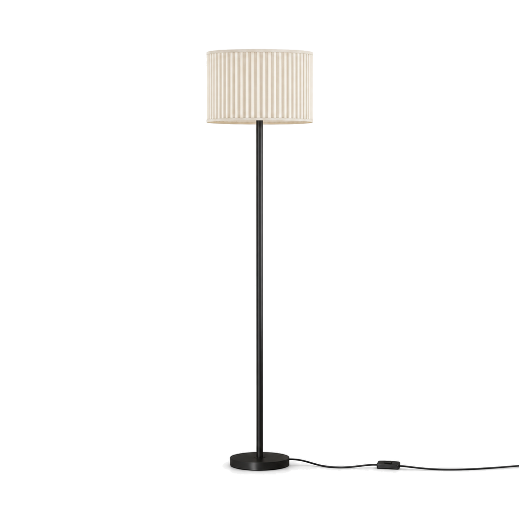 French Pleated Fabric Floor Lamp - Remote Dimmable Living Room Light