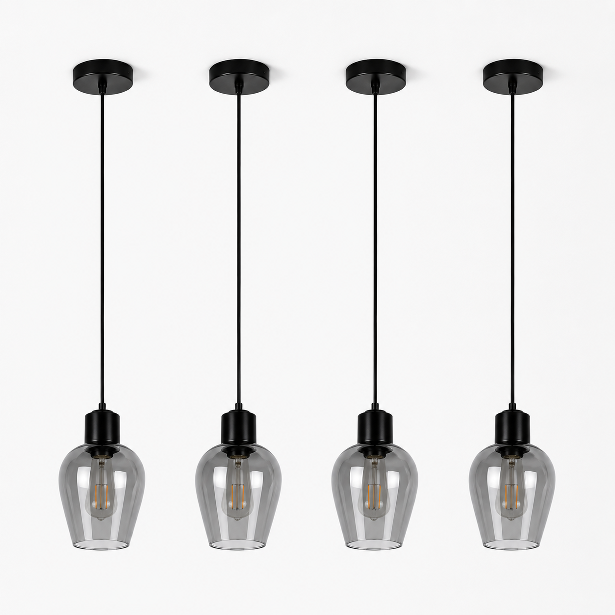 Glass Pendant Light - Vintage Black Dining Cluster Light