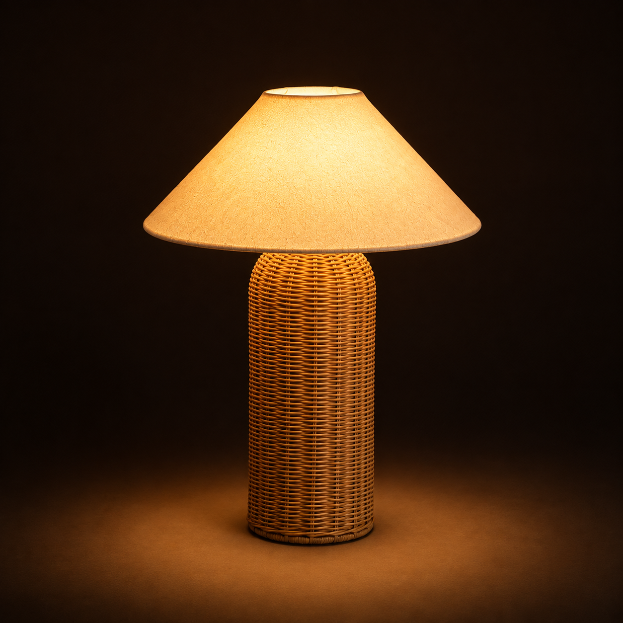 Rattan Table Lamp - Wabi-Sabi Cylindrical Bedside Lamp
