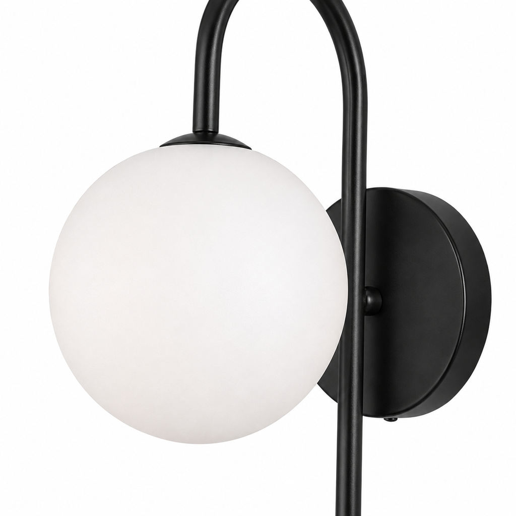 Gooseneck Wall Light - Arc Glass Globe Sconce