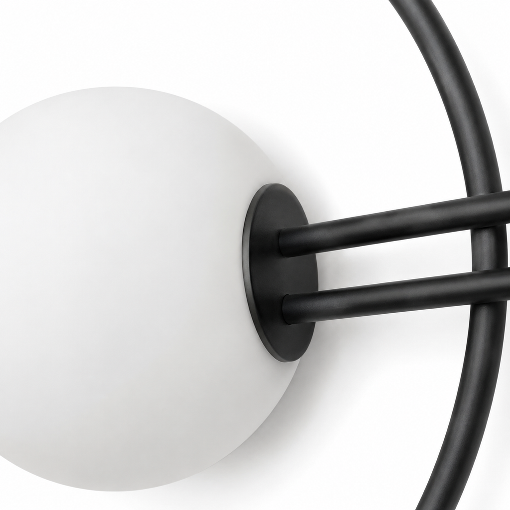 Circle Wall Light - Glass Globe and Twin Rails Sconce