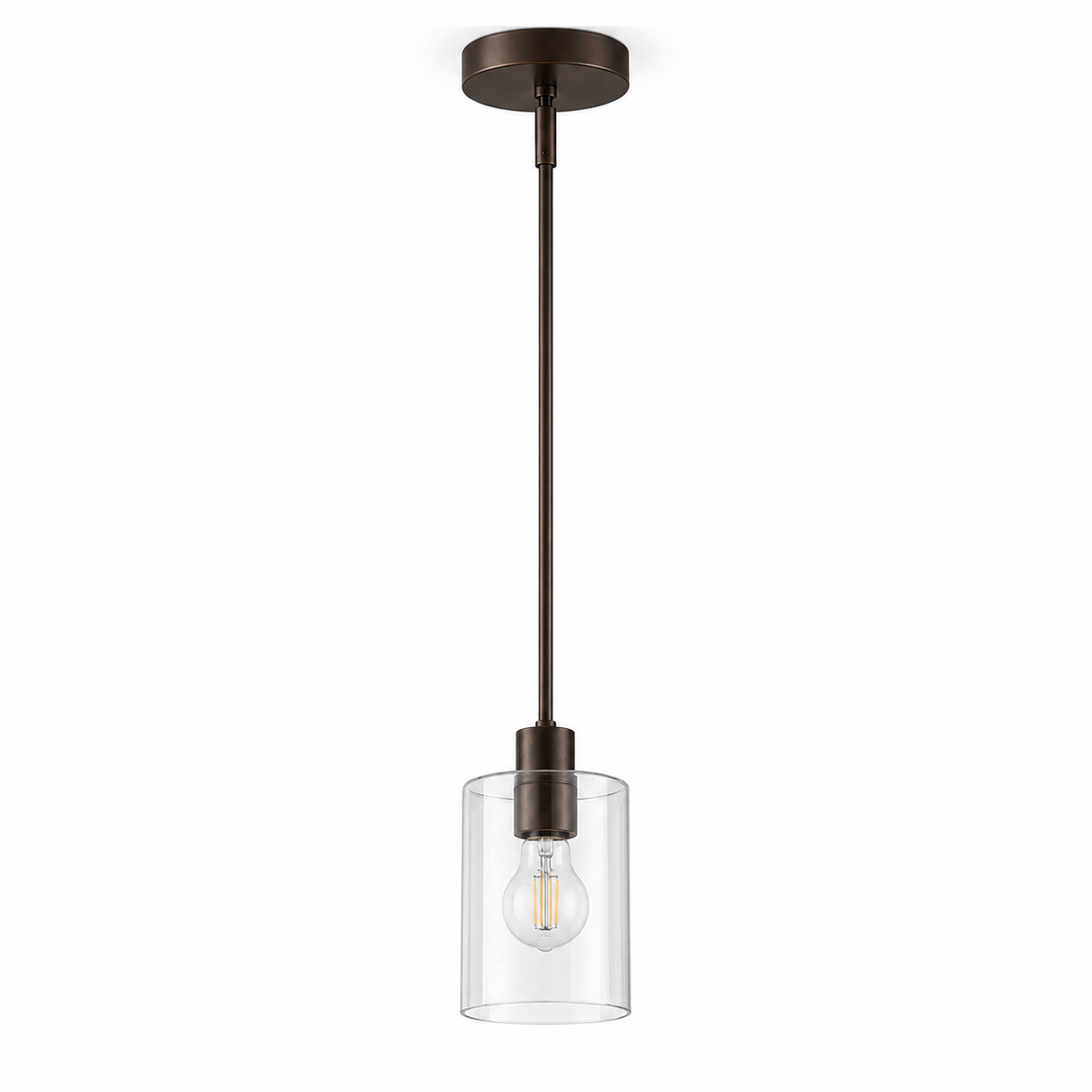Glass Pendant Light - Minimalist Cylinder Shade