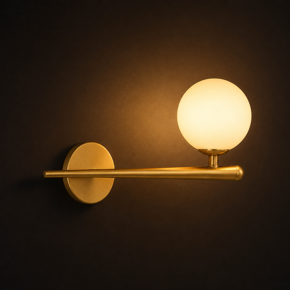 Brass Arm Wall Light -  Minimalist Glass Globe Sconce