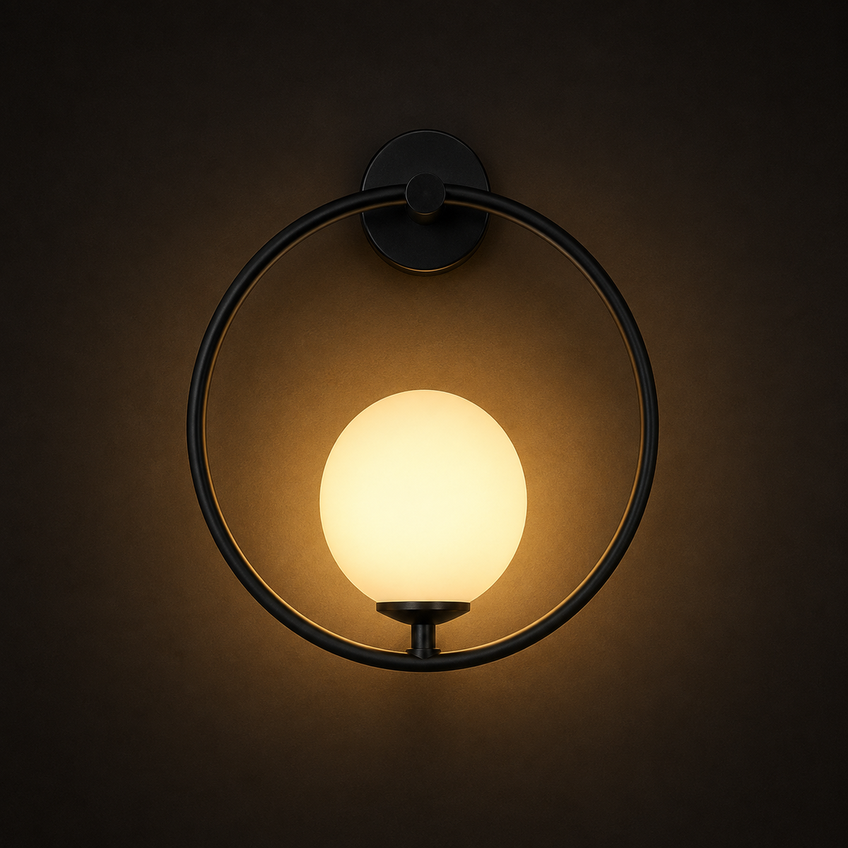 Hoop Wall Light - Black Ring Glass Globe Sconce