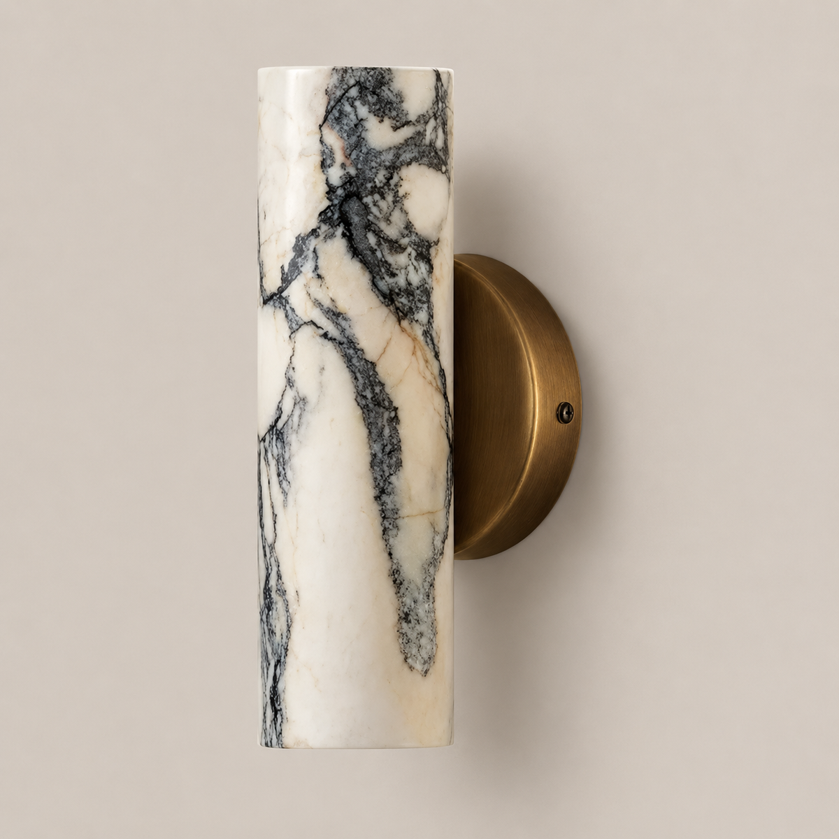 Marble Cylinder Wall Light 24cm - Copper Base Hallway & Bedroom Sconce