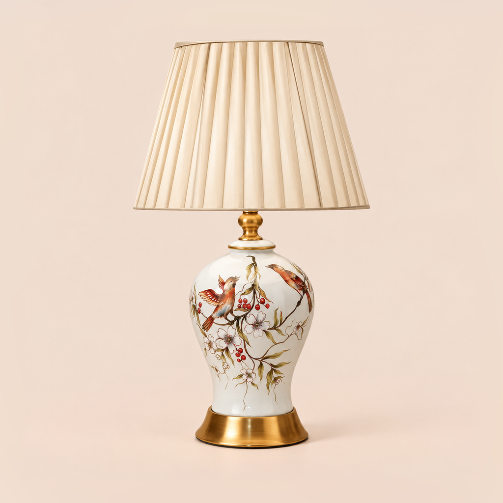 Blue & White Porcelain Table Lamp 53cm - Hand-Painted Bedside Light