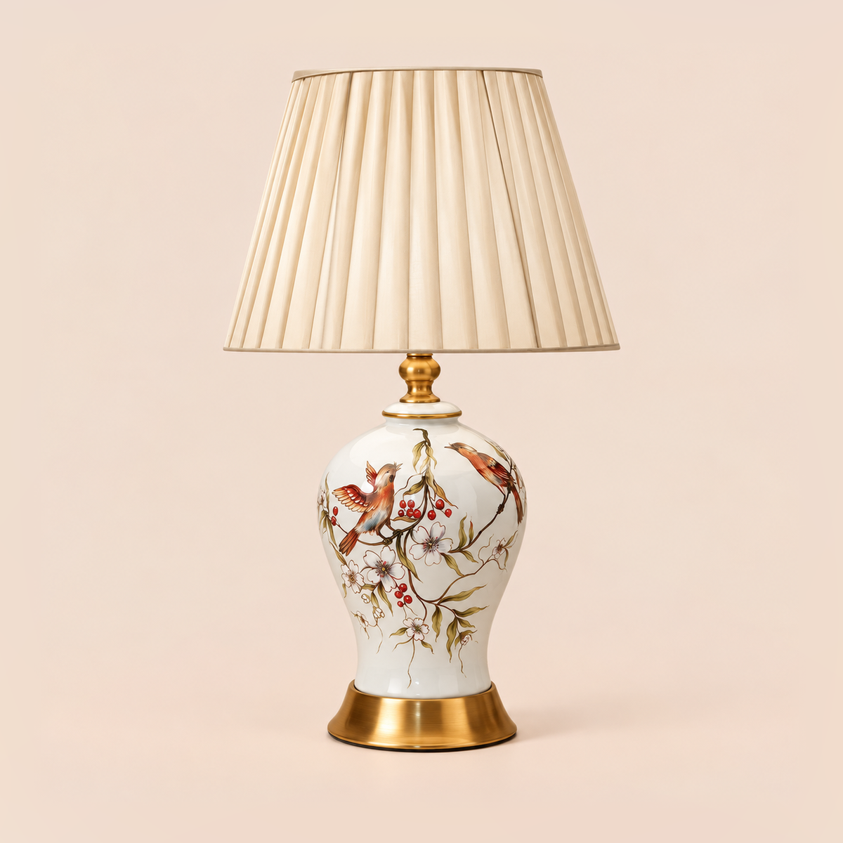 Blue & White Porcelain Table Lamp 53cm - Hand-Painted Bedside Light