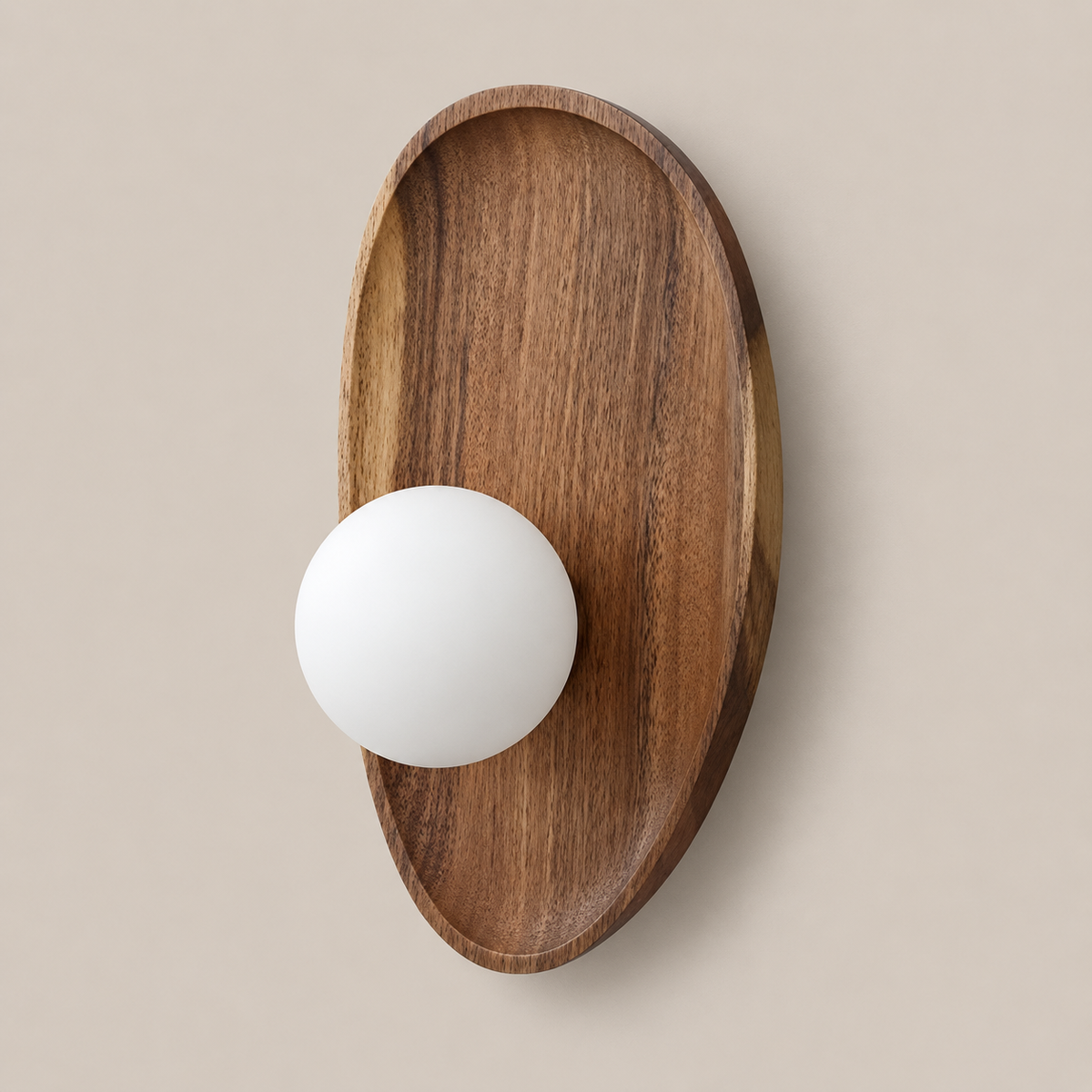 Wooden Wall Light 26-30cm - Frosted Glass Japanese Hallway Sconce