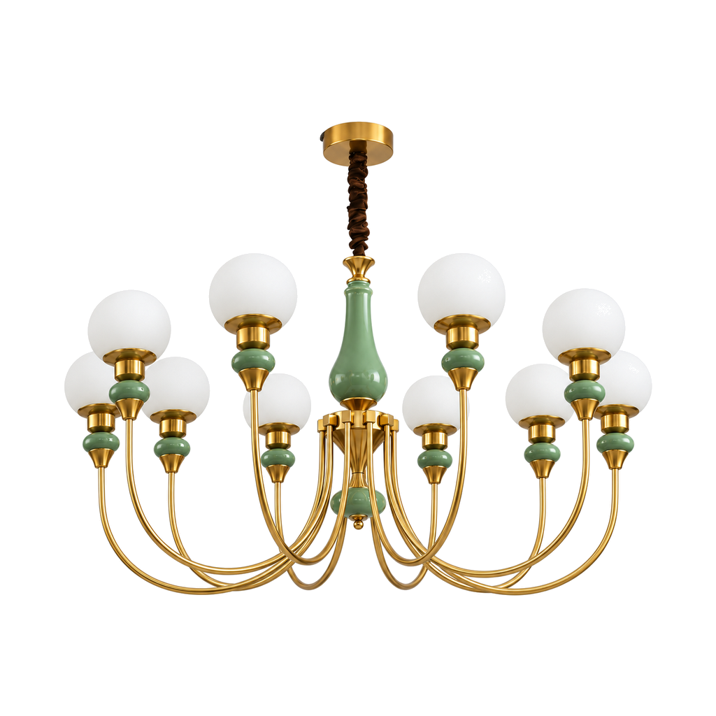 8-Light Globe Chandelier 100cm - Gold Remote Dimmable Dining Room Light