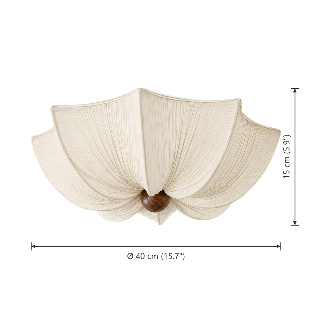 Cream Petal Fabric Ceiling Light - French Flower Semi-Flush Lamp for Living Room & Bedroom