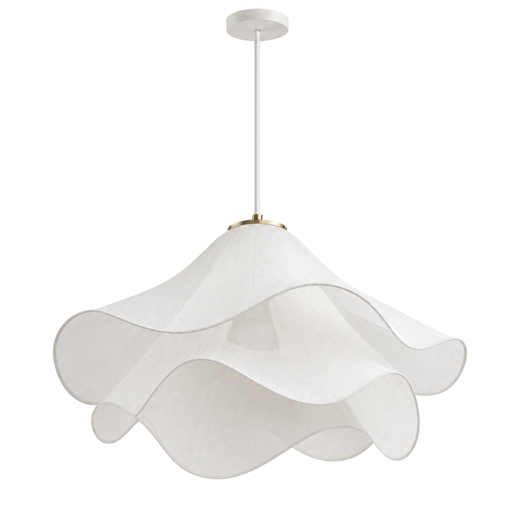 White Petal Pendant Light - Double-Layer Fabric Flower Chandelier for Dining Room & Bedroom