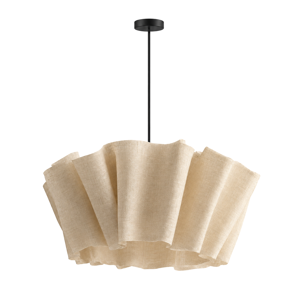Wabi Sabi Pendant Light - Pleated Linen Japandi Ceiling Lamp for Bedroom & Study, E27 Warm White