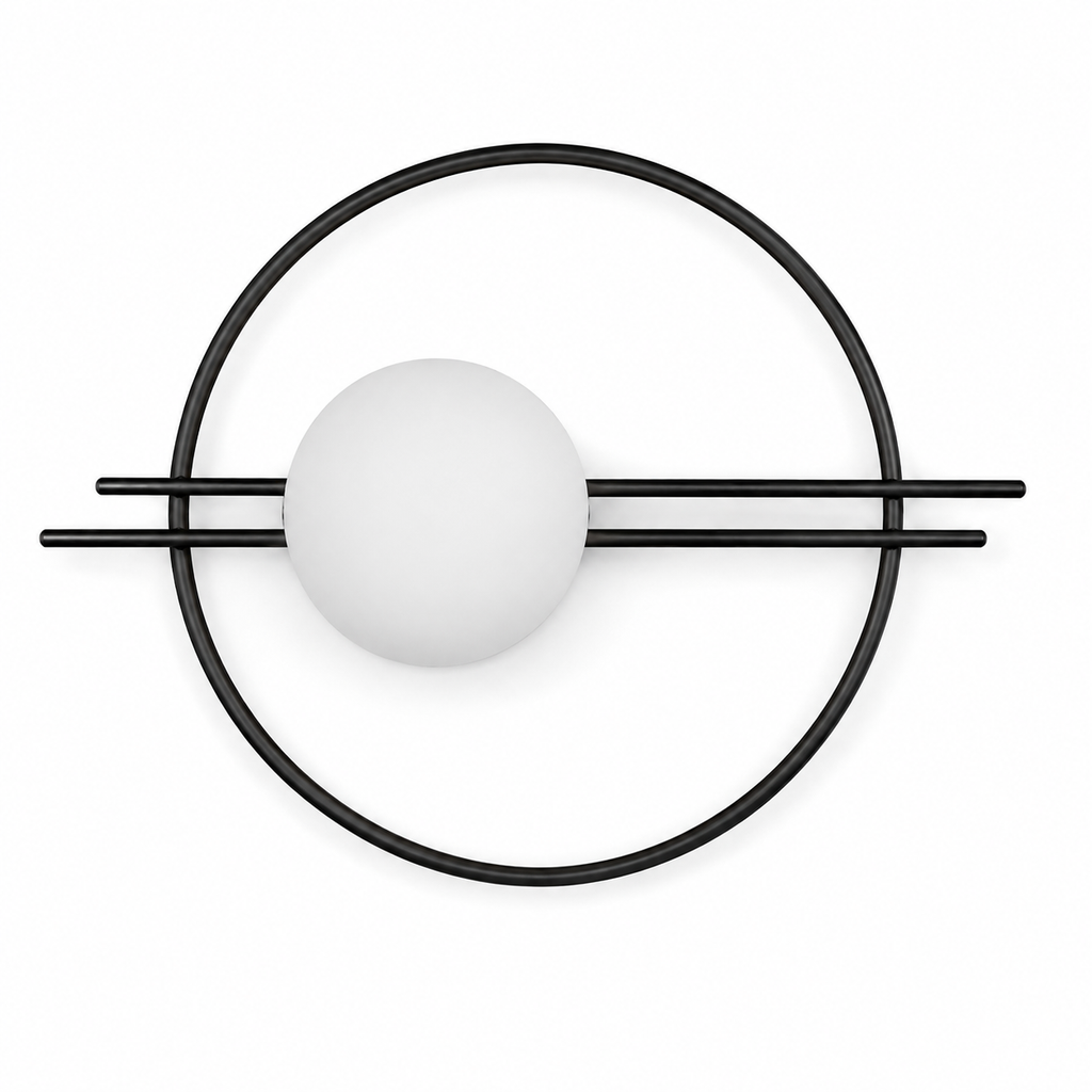 Circle Wall Light - Glass Globe and Twin Rails Sconce