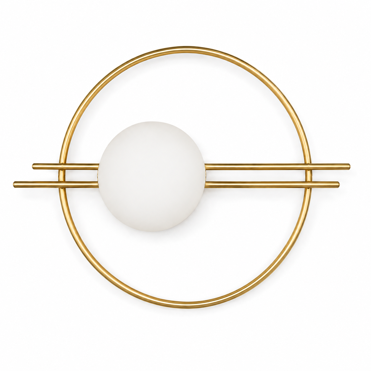 Circle Wall Light - Glass Globe and Twin Rails Sconce