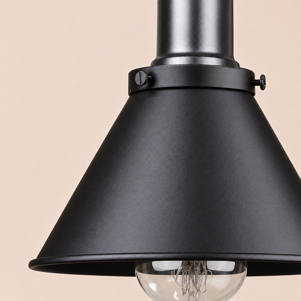 Black Wall Light 18cm - Industrial Cone Sconce for Hallway & Kitchen