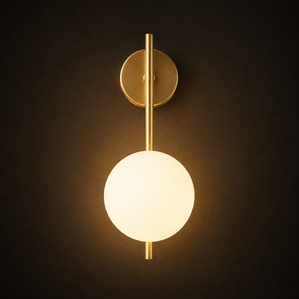 Stem Wall Light - Vertical Glass Globe Sconce