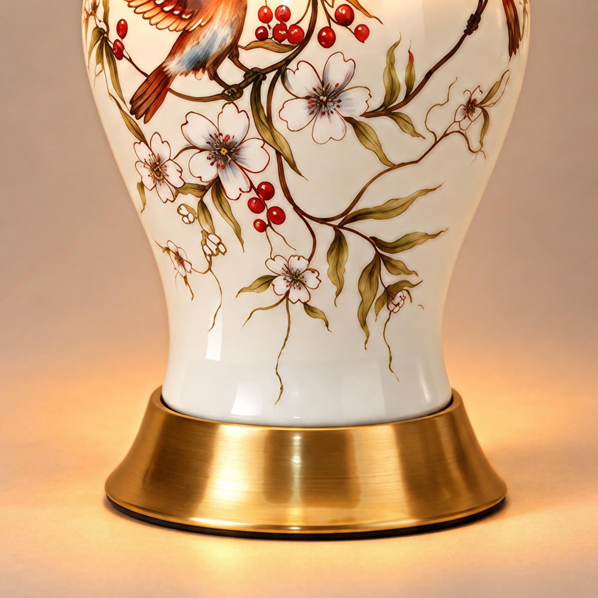 Blue & White Porcelain Table Lamp 53cm - Hand-Painted Bedside Light