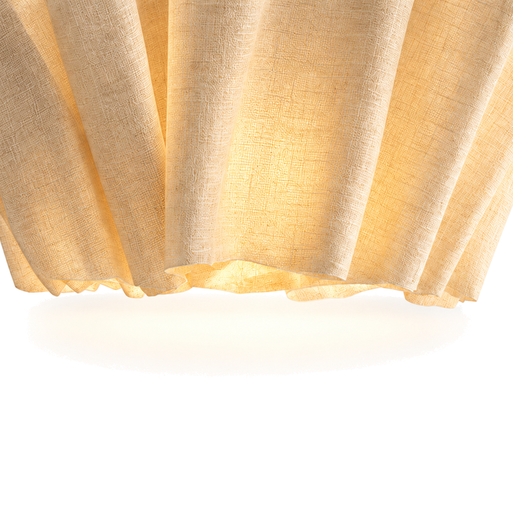 Wabi Sabi Pendant Light - Pleated Linen Japandi Ceiling Lamp for Bedroom & Study, E27 Warm White