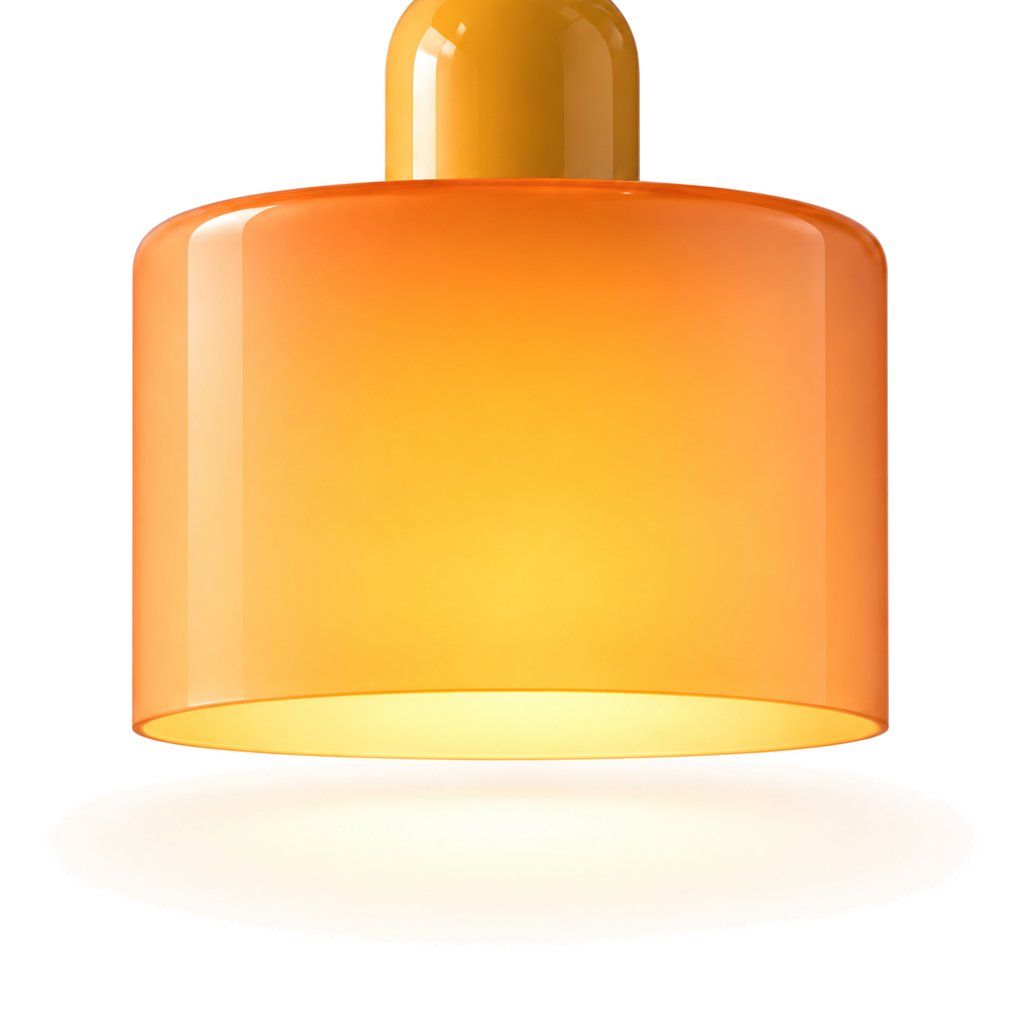 Small Glass Pendant Light 15cm - Modern Drum Bedside & Kitchen Light