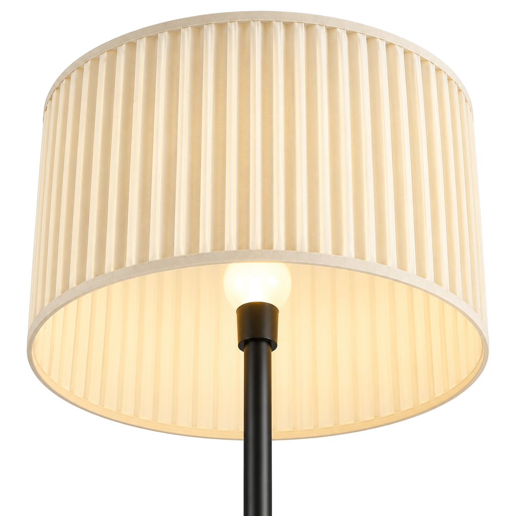 French Pleated Fabric Floor Lamp - Remote Dimmable Living Room Light