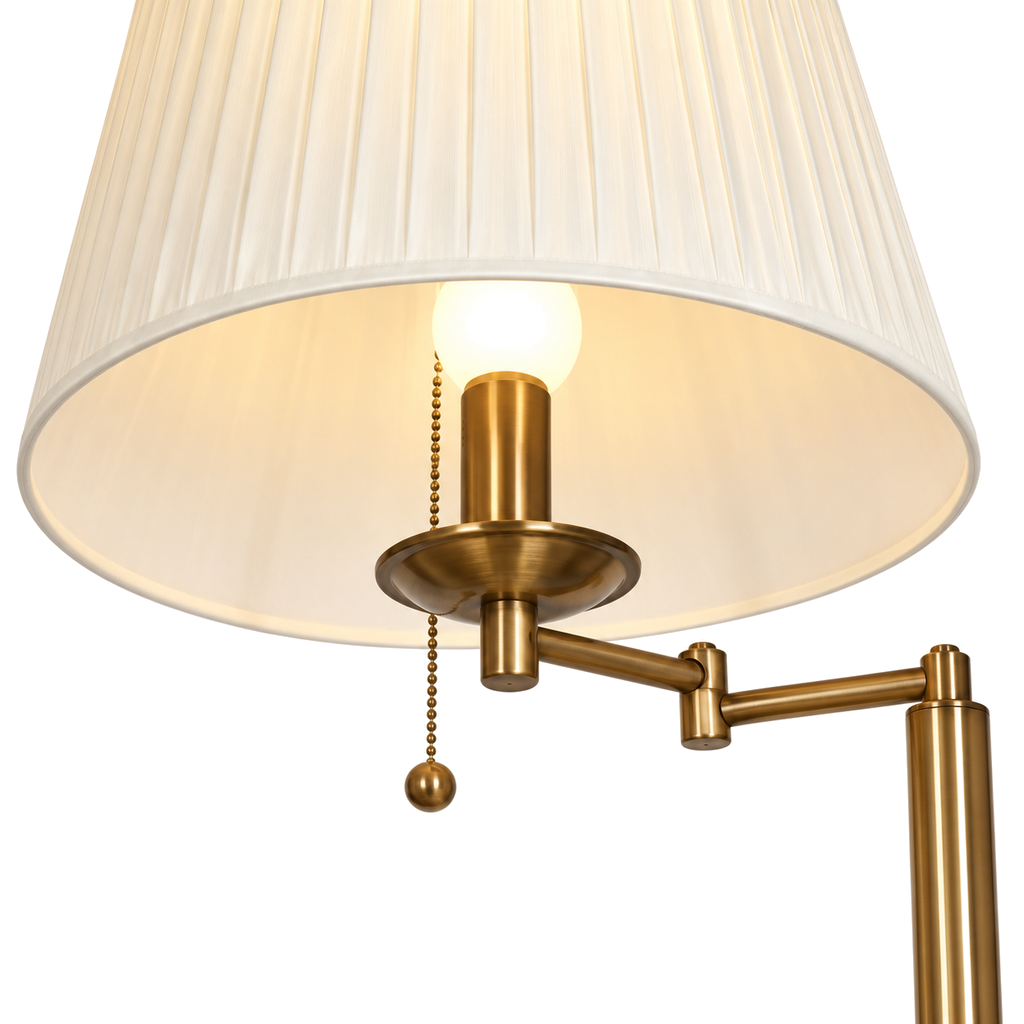 Retro Floor Lamp 160cm - Adjustable Fabric Shade Living Room Light