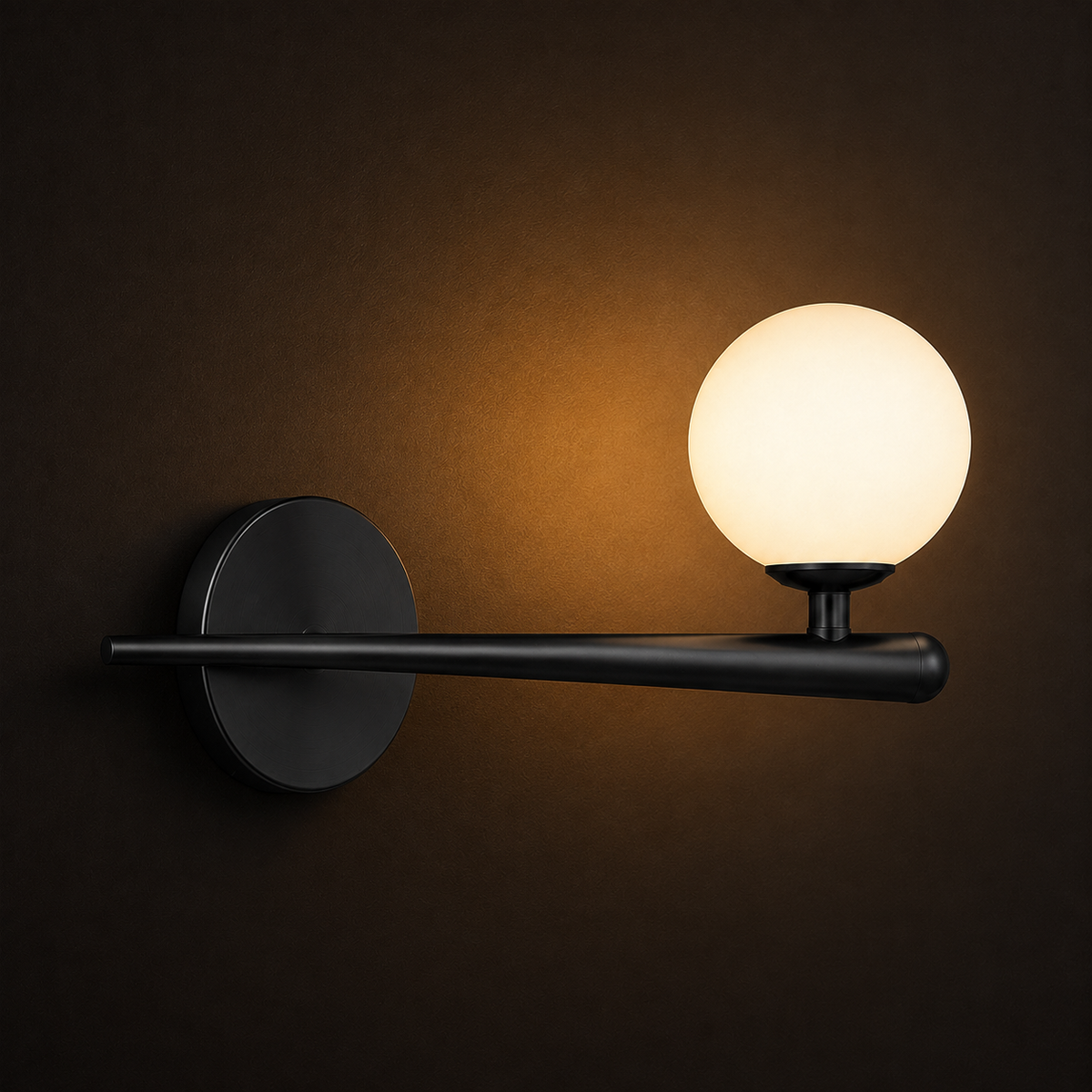 Brass Arm Wall Light -  Minimalist Glass Globe Sconce