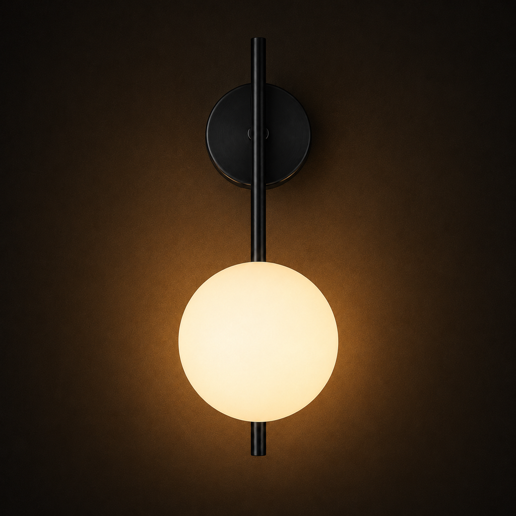 Stem Wall Light - Vertical Glass Globe Sconce