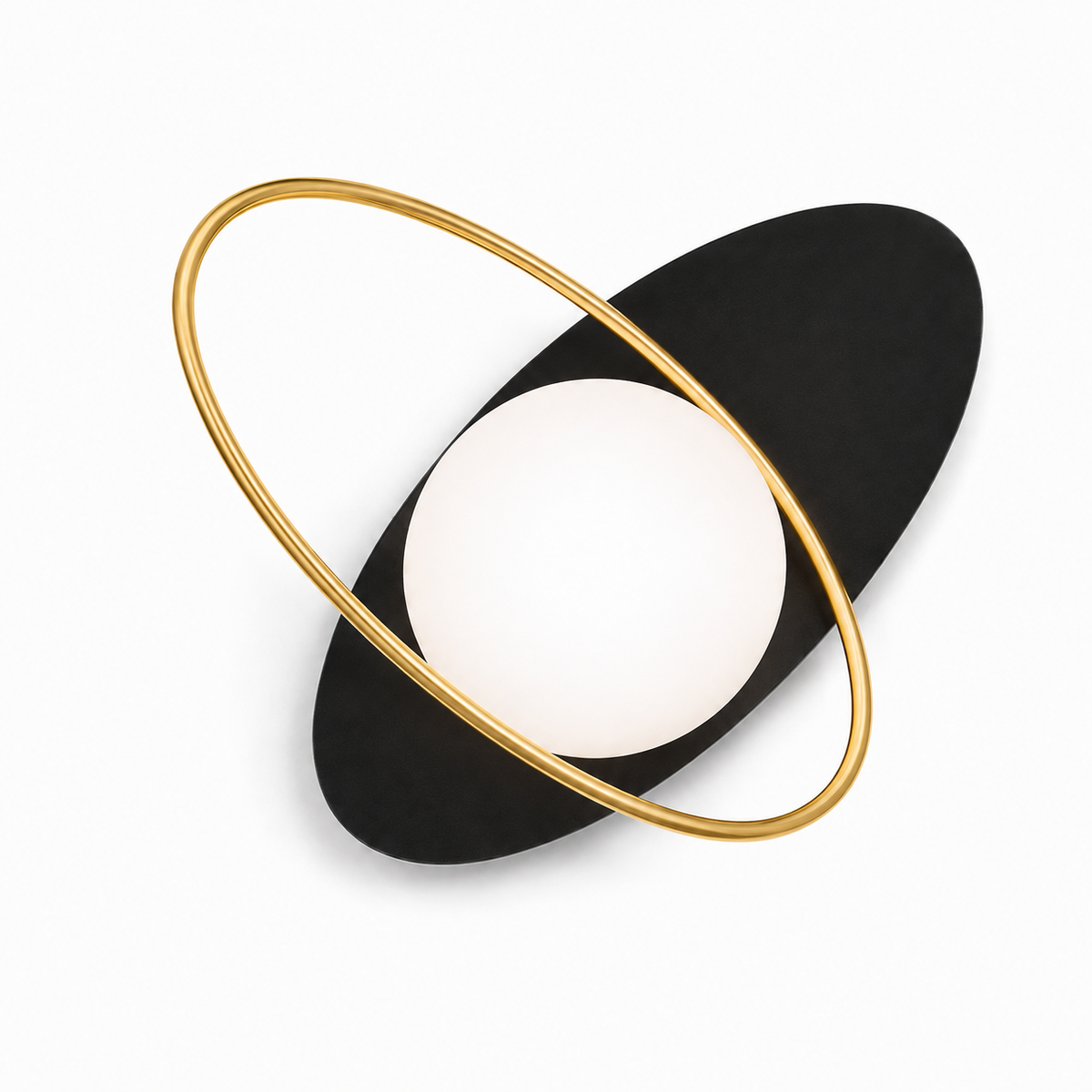 Saturn Wall Light - Tilted Ring Glass Globe Sconce