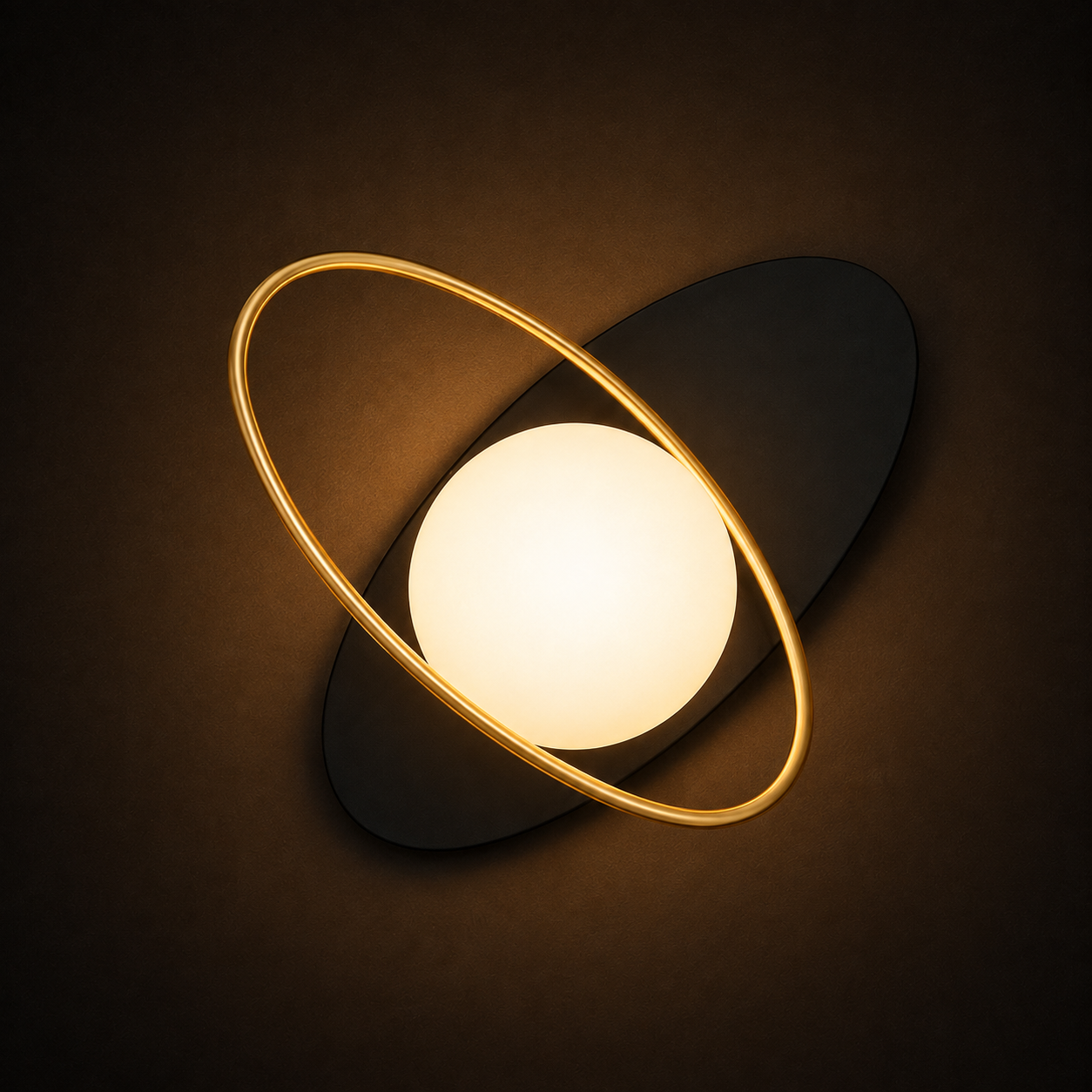 Saturn Wall Light - Tilted Ring Glass Globe Sconce