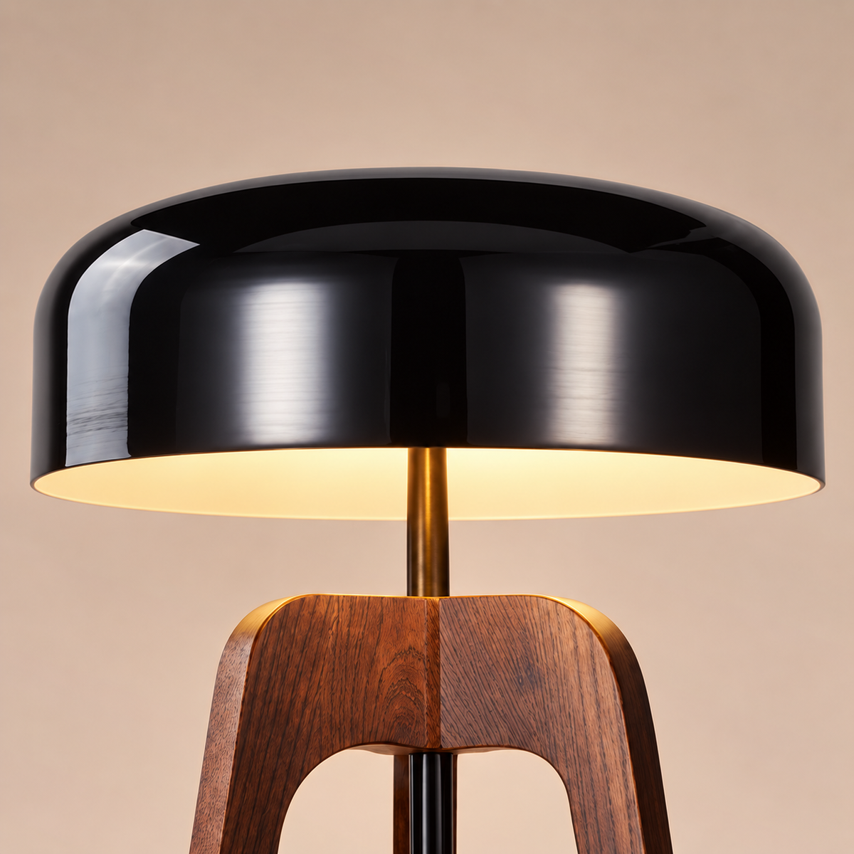 Tripod Table Lamp 52cm - Ash Wood Dome Shade Modern Bedside Light