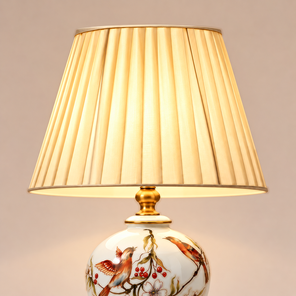 Blue & White Porcelain Table Lamp 53cm - Hand-Painted Bedside Light