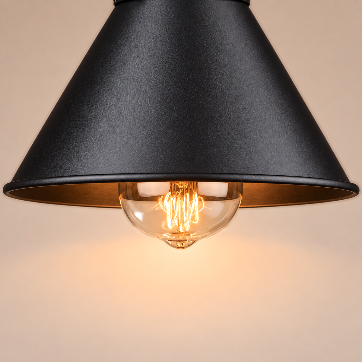 Black Wall Light 18cm - Industrial Cone Sconce for Hallway & Kitchen