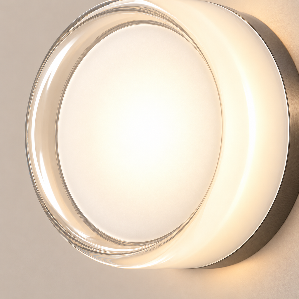 Round LED Wall Light 13.5cm - Acrylic Disc Hallway & Bedside Sconce