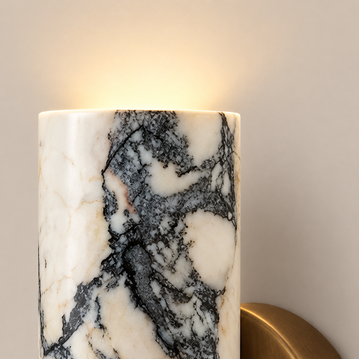 Marble Cylinder Wall Light 24cm - Copper Base Hallway & Bedroom Sconce