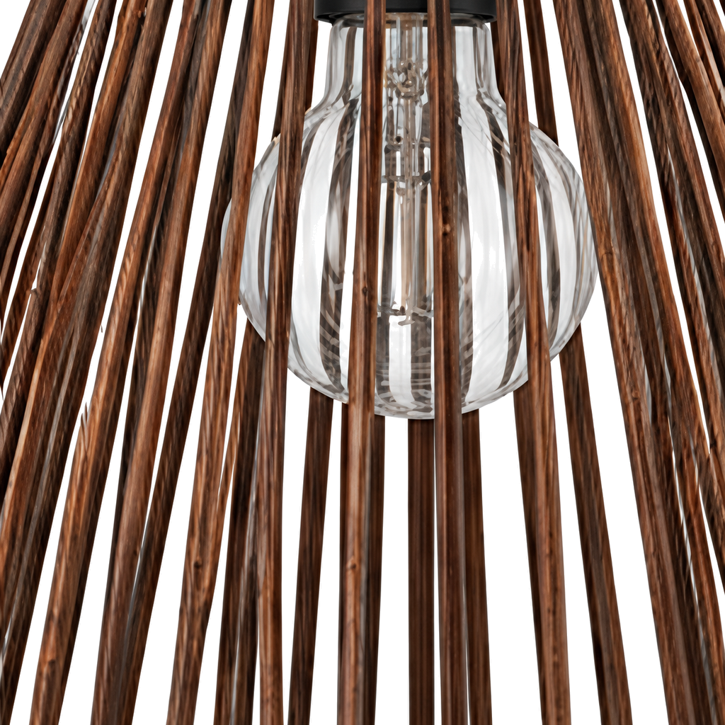 Bamboo & Rattan Pendant Light - Handmade Woven Cone Dining Room Light
