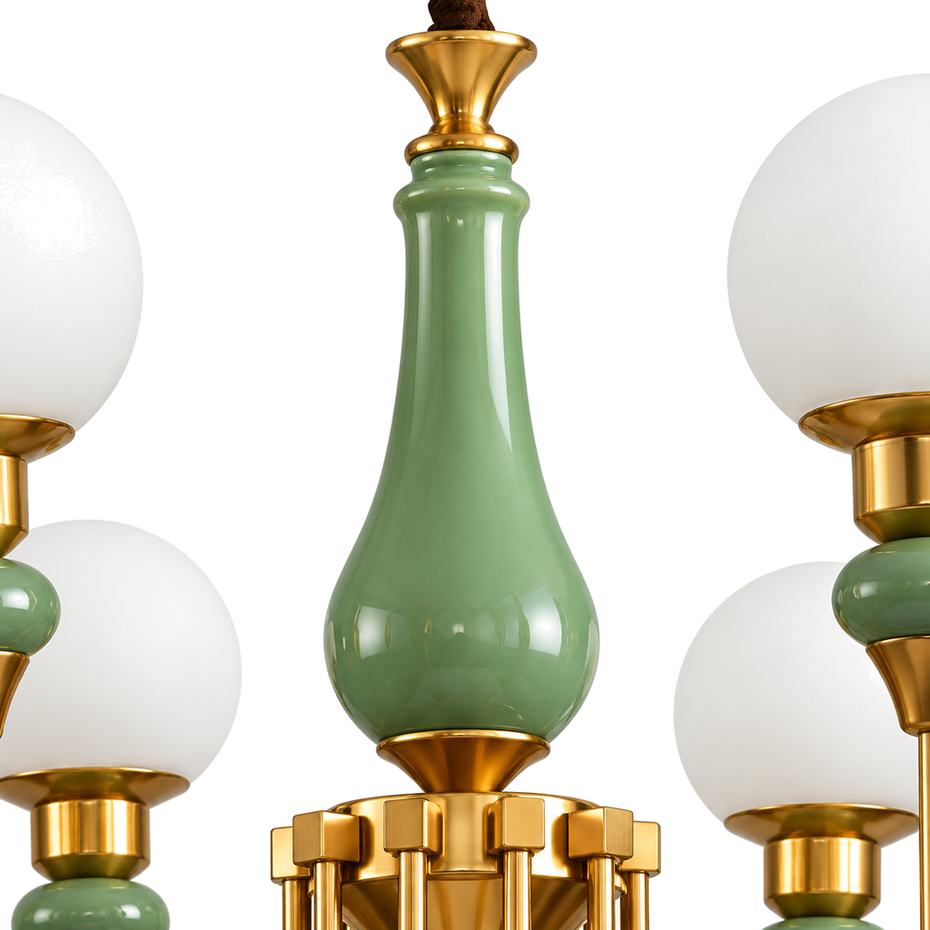 8-Light Globe Chandelier 100cm - Gold Remote Dimmable Dining Room Light