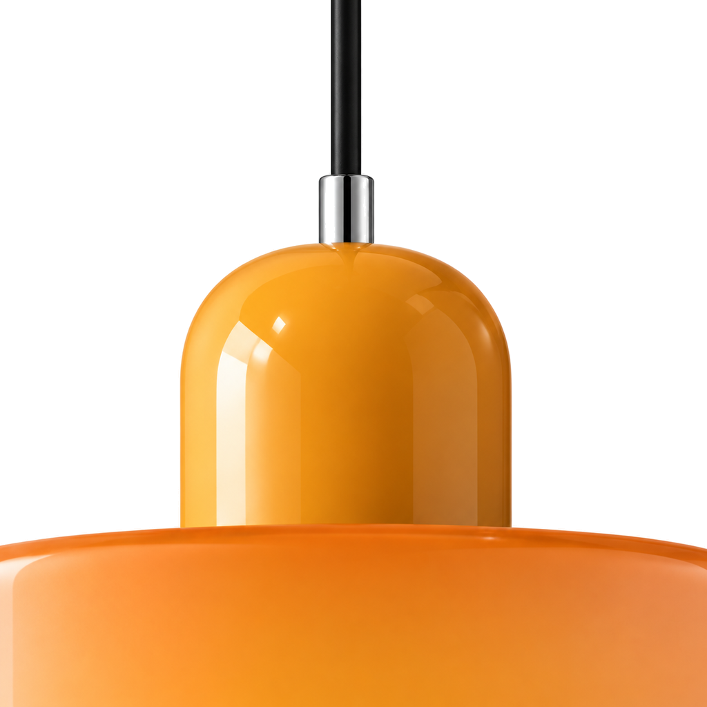 Small Glass Pendant Light 15cm - Modern Drum Bedside & Kitchen Light