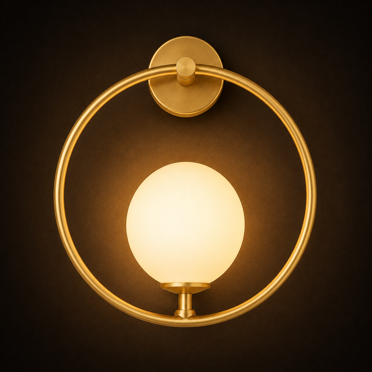 Hoop Wall Light - Black Ring Glass Globe Sconce