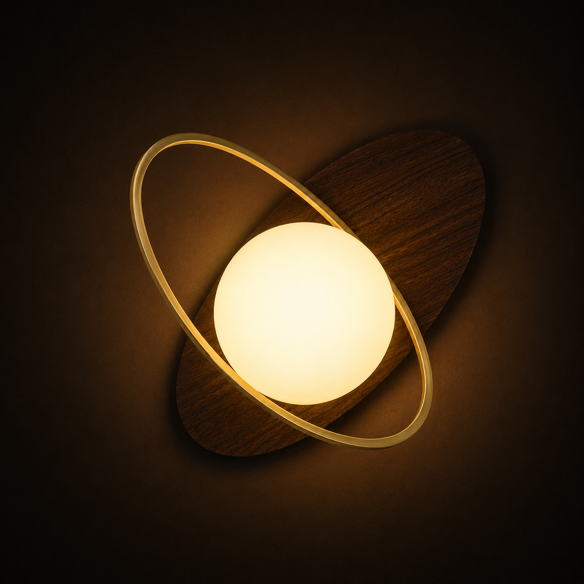 Saturn Wall Light - Tilted Ring Glass Globe Sconce