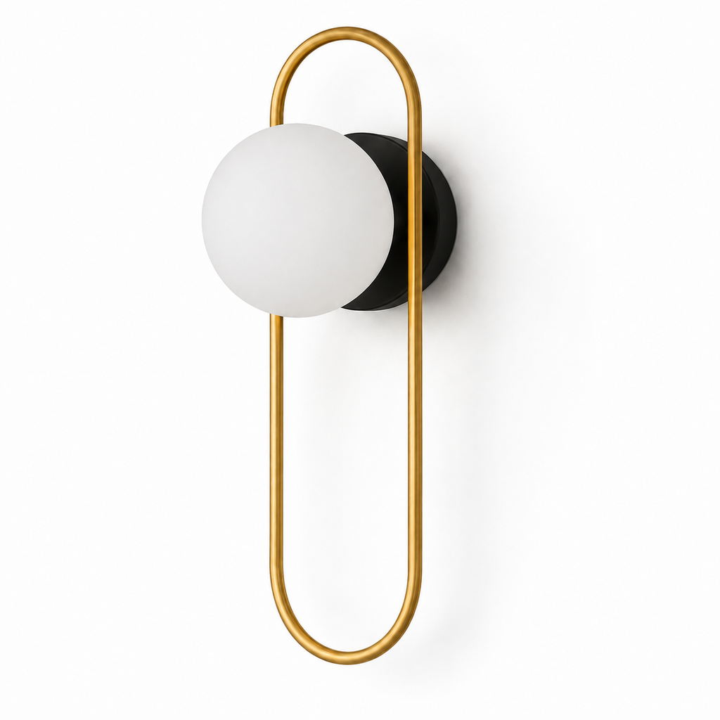 Oval Loop Wall Light - Gold Glass Globe Sconce