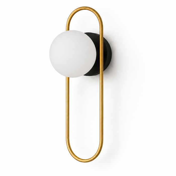 Oval Loop Wall Light - Gold Glass Globe Sconce