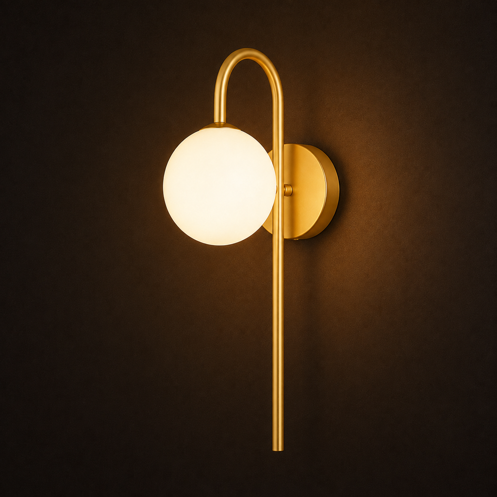 Gooseneck Wall Light - Arc Glass Globe Sconce