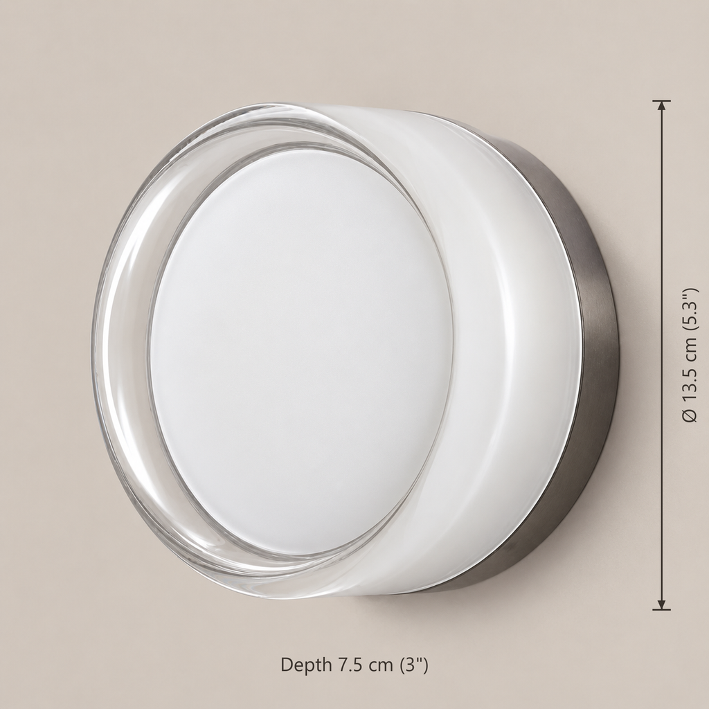 Round LED Wall Light 13.5cm - Acrylic Disc Hallway & Bedside Sconce