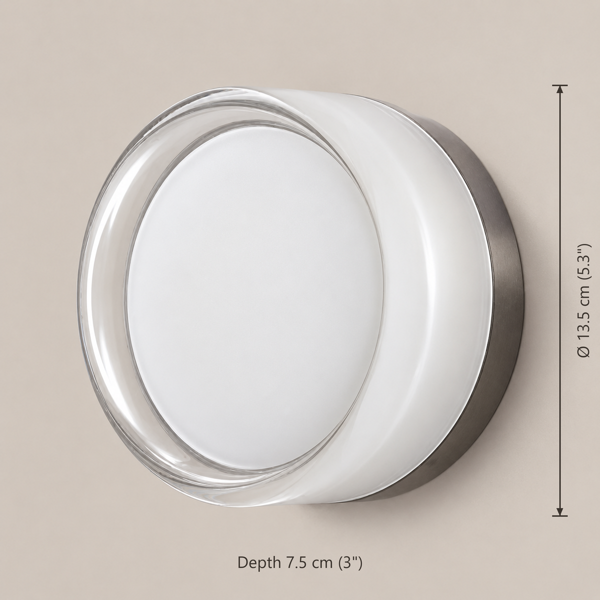 Round LED Wall Light 13.5cm - Acrylic Disc Hallway & Bedside Sconce
