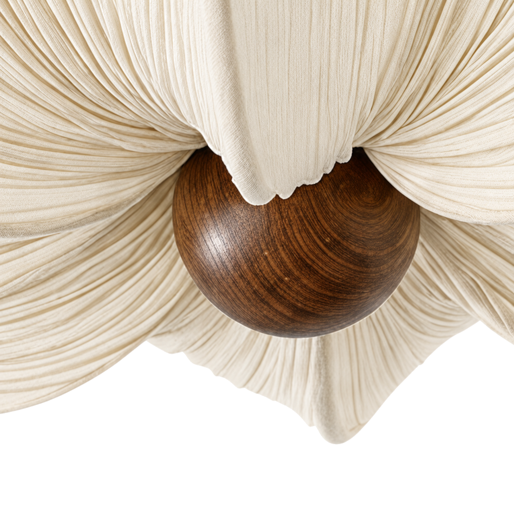 Cream Petal Fabric Ceiling Light - French Flower Semi-Flush Lamp for Living Room & Bedroom