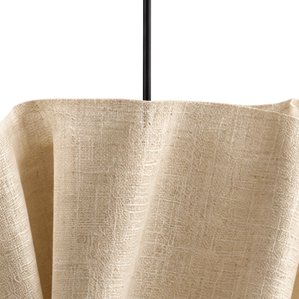 Wabi Sabi Pendant Light - Pleated Linen Japandi Ceiling Lamp for Bedroom & Study, E27 Warm White